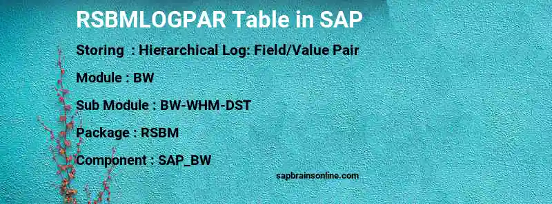 SAP RSBMLOGPAR table