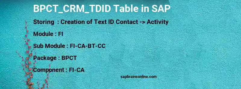 SAP BPCT_CRM_TDID table