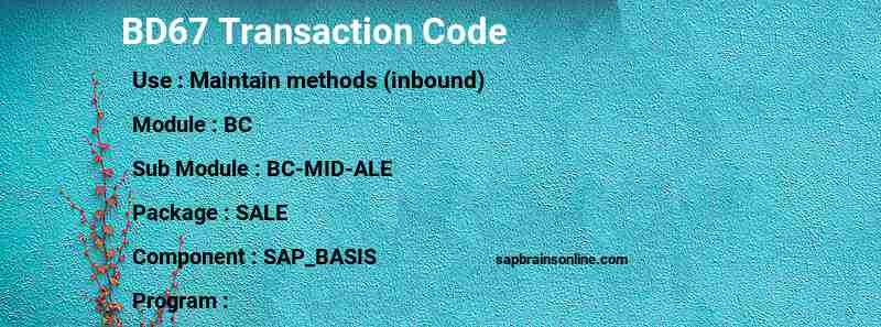 SAP BD67 transaction code