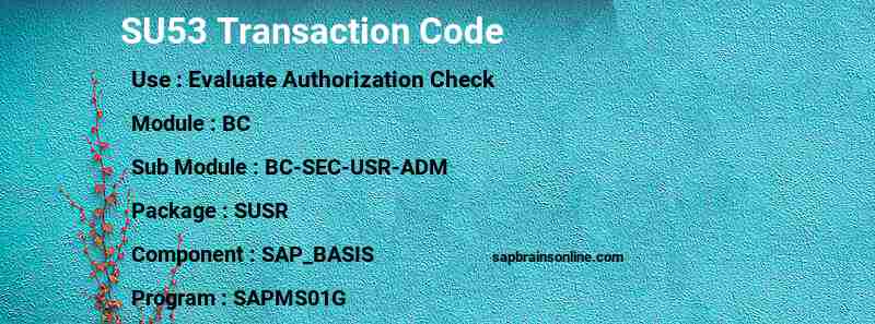 SU53 SAP Tcode For Evaluate Authorization Check