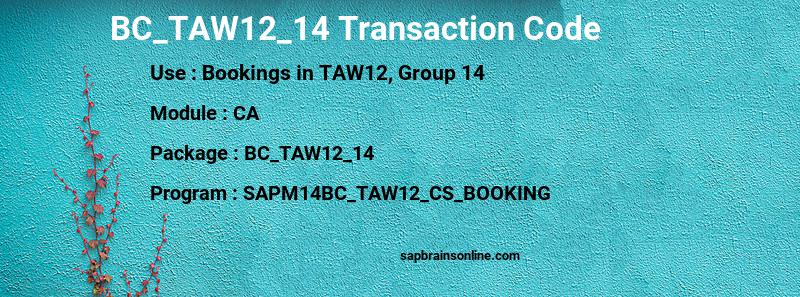 SAP BC_TAW12_14 transaction code