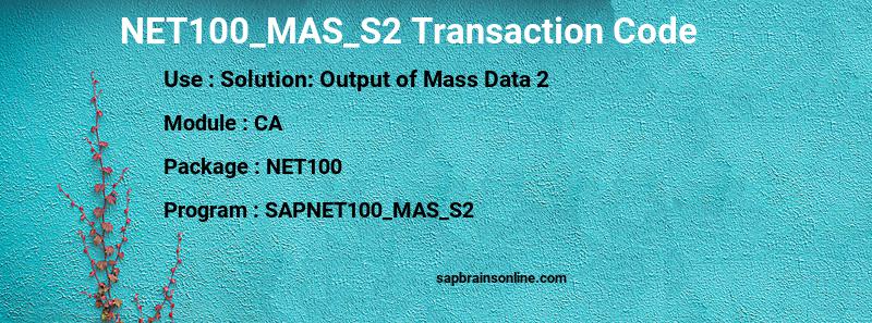 SAP NET100_MAS_S2 transaction code