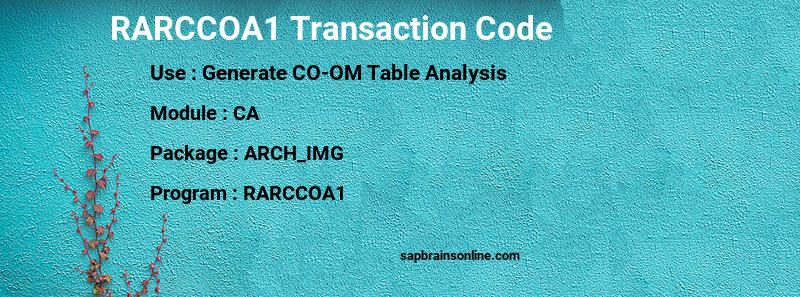 SAP RARCCOA1 transaction code