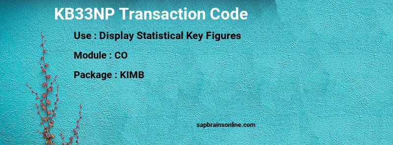 KB33NP SAP Tcode For Display Statistical Key Figures