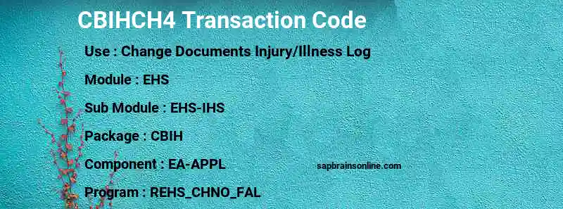 SAP CBIHCH4 transaction code