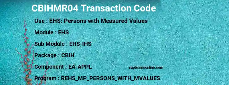 SAP CBIHMR04 transaction code