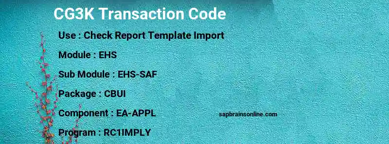 SAP CG3K transaction code