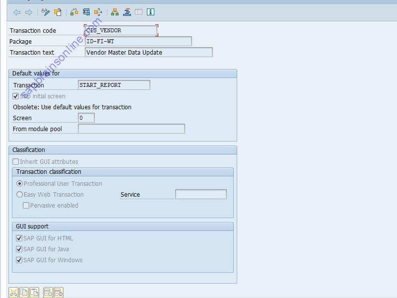 CIS VENDOR SAP Tcode For Vendor Master Data Update