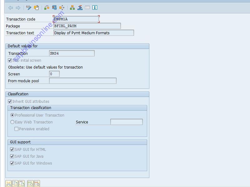SAP OBPM1A tcode technical details