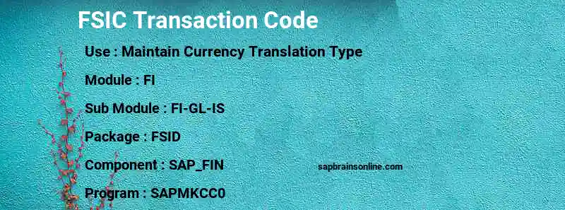 SAP FSIC transaction code