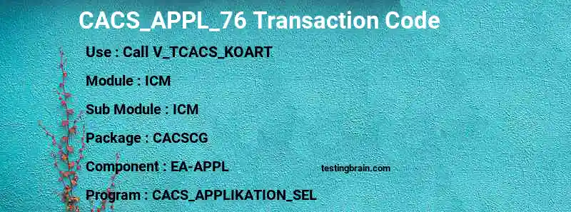 SAP CACS_APPL_76 transaction code