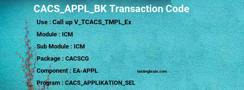 SAP CACS_APPL_BK transaction code