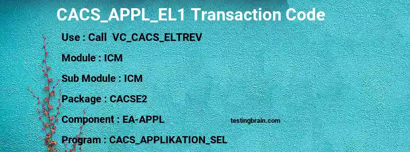 SAP CACS_APPL_EL1 transaction code