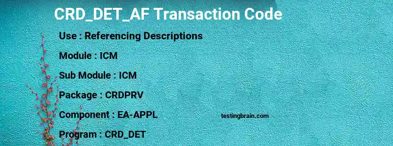 SAP CRD_DET_AF transaction code