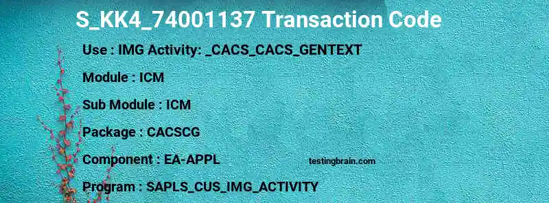 SAP S_KK4_74001137 transaction code