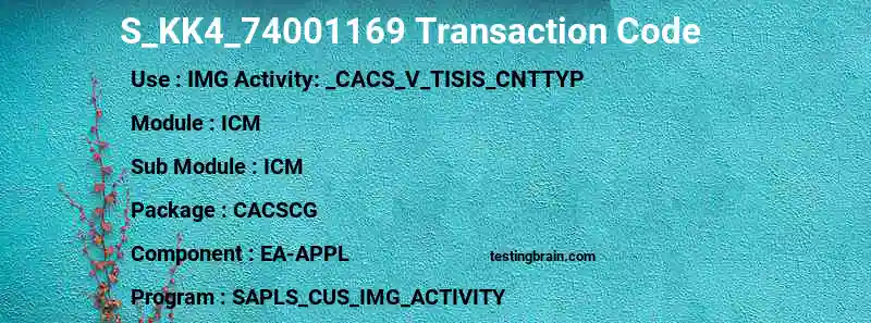 SAP S_KK4_74001169 transaction code