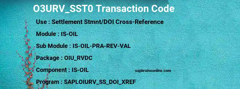 SAP O3URV_SST0 transaction code