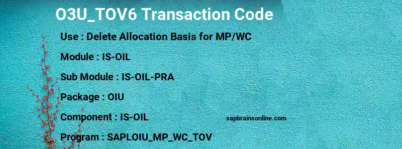 SAP O3U_TOV6 transaction code