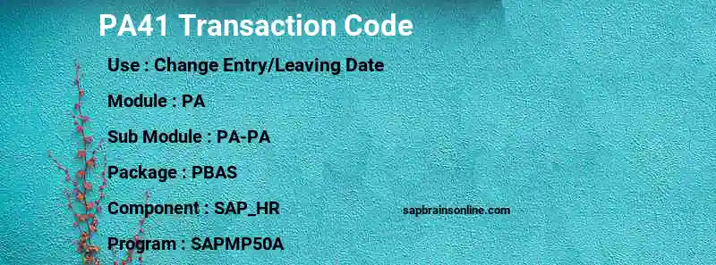 SAP PA41 transaction code