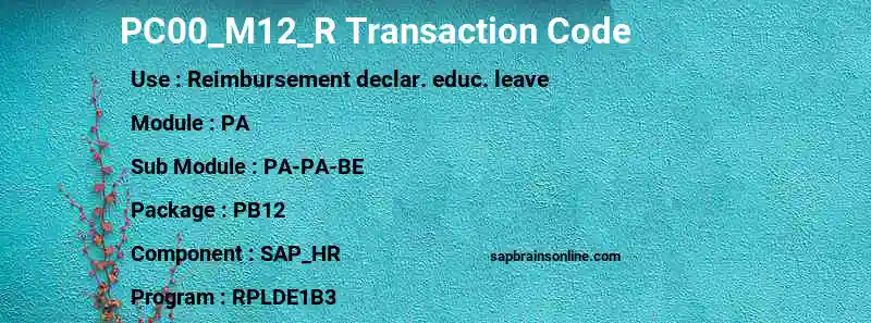 SAP PC00_M12_R transaction code