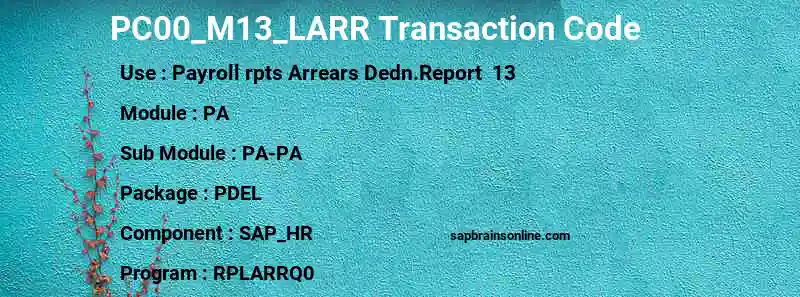 SAP PC00_M13_LARR transaction code