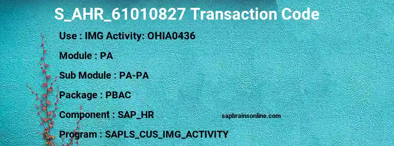 SAP S_AHR_61010827 transaction code