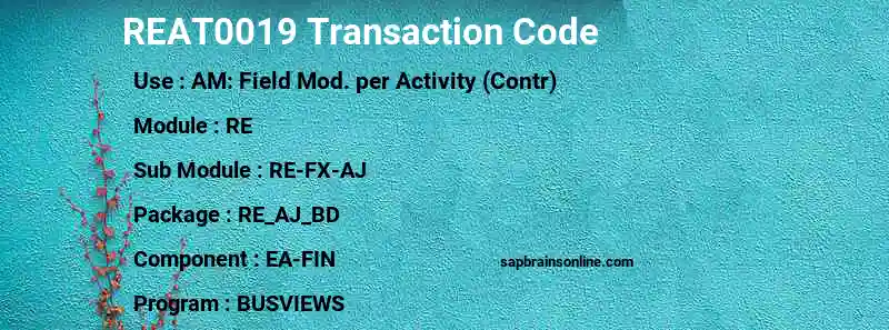 SAP REAT0019 transaction code