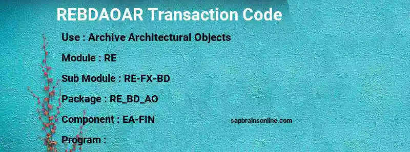 SAP REBDAOAR transaction code