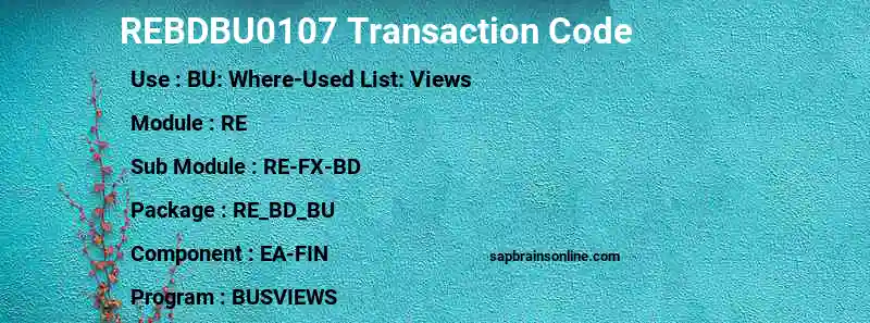 SAP REBDBU0107 transaction code