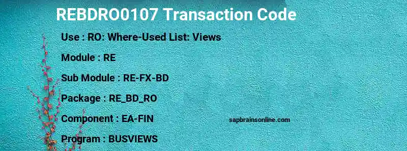 SAP REBDRO0107 transaction code