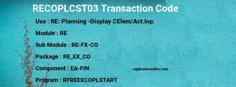 SAP RECOPLCST03 transaction code