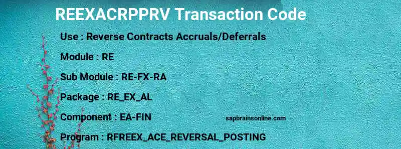 SAP REEXACRPPRV transaction code