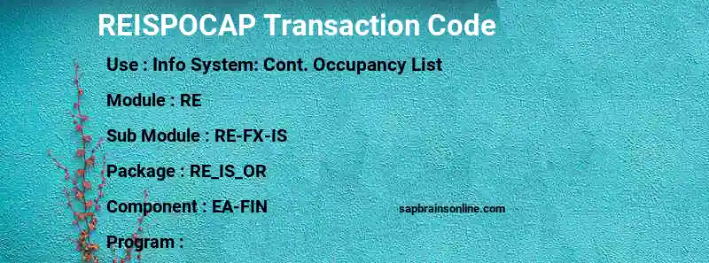 SAP REISPOCAP transaction code