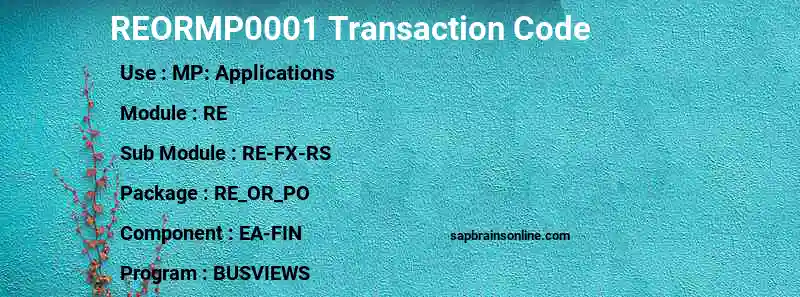 SAP REORMP0001 transaction code