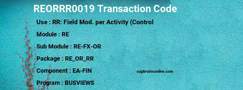 SAP REORRR0019 transaction code