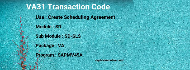 VA31 SAP Tcode For Create Scheduling Agreement